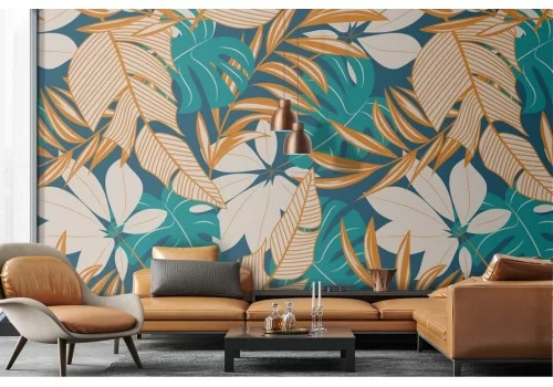Carta da Parati foglie tropicali design moderno natura.