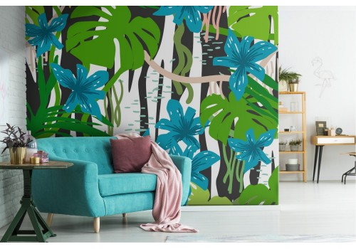 Carta da Parati foglie tropicali design moderno.