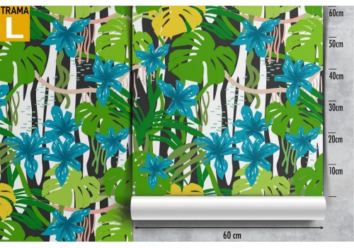 Carta da Parati foglie tropicali design moderno. 2