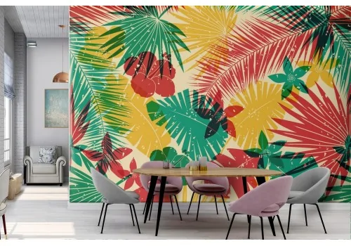 Tropical leaves wallpaper modern design.443