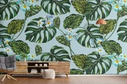 Carta da Parati foglie tropicali natura astratta.