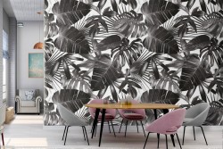 Tropical leaves nature modern design wallpaper pattern.