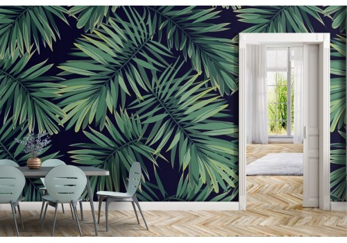 Modern tropical leaves nature wallpaper.