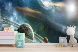 Carta da Parati pianeti galassie e universo illustrazione