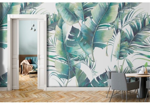 Modern tropical leaves nature wallpaper.