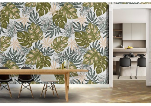 Tropical leaves nature pattern wallpaper.