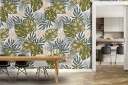 Tropical leaves nature pattern wallpaper.