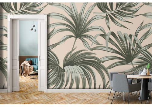 Tropical leaves nature pattern wallpaper.