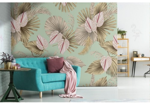 Tropical leaves nature pattern wallpaper.