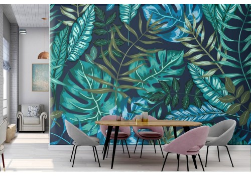 Tropical leaves nature pattern wallpaper.