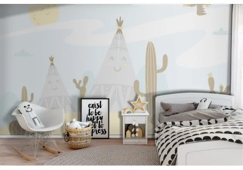 Wallpaper features in the desert children illustration