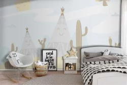 Carta da Parati tende nel deserto bambini illustrazione