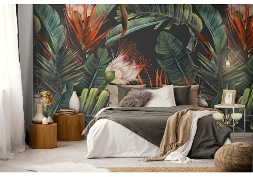 Tropical leaves wallpaper modern pattern.