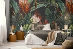 Tropical leaves wallpaper modern pattern.