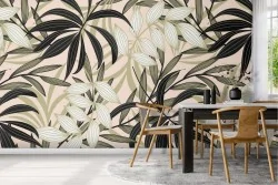 Tropical leaves wallpaper nature pattern.