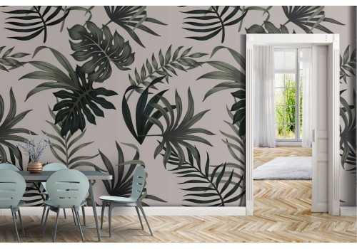 Tropical leaves wallpaper nature pattern.