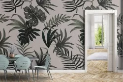 Carta da Parati foglie tropicali pattern natura.