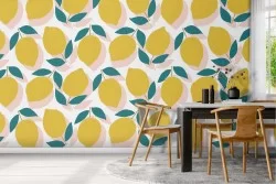 Carta da Parati limoni stilizzati pattern.