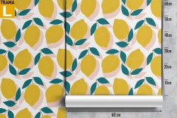 Carta da Parati limoni stilizzati pattern.