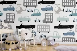 Carta da Parati macchine decorazione bambini.