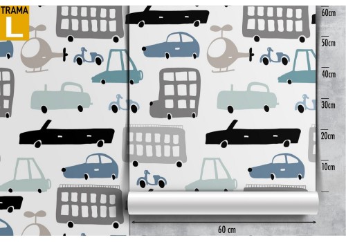 Wallpaper with car decoration for children. 2
