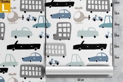 Wallpaper with car decoration for children.