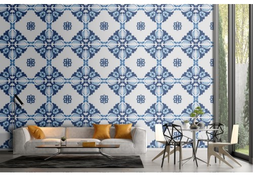 Vintage geometric tile wallpaper pattern.
