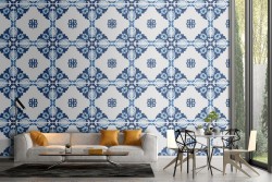 Carta da Parati mattonelle geometriche vintage pattern.