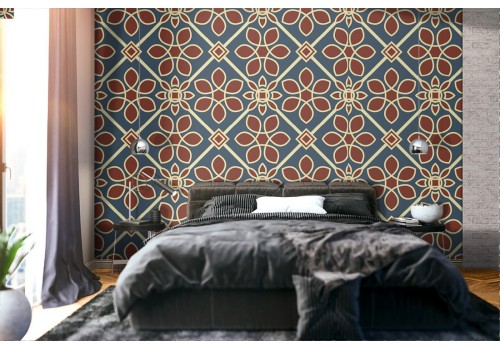 Vintage geometric tile wallpaper pattern.