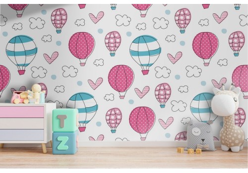 Hot air balloon wallpaper children's decoration.