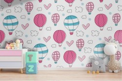 Hot air balloon wallpaper children's decoration.
