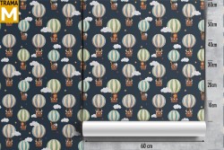 Wallpaper Decorations and Patterns Airplanes Rockets Hot Air Balloons