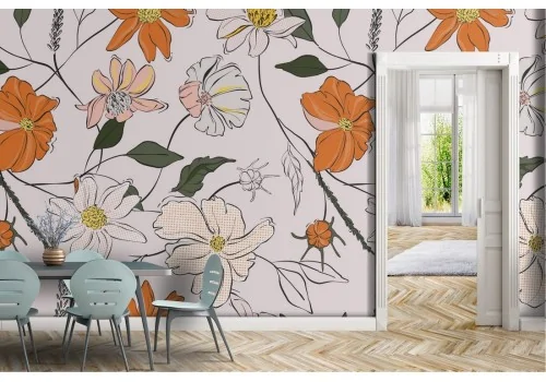 Carta da Parati natura fiori design moderno.