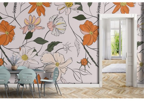 Natural flowers modern design wallpaper.