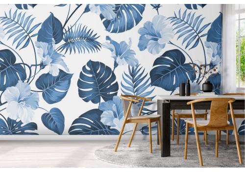 Blue tropical leaves nature wallpaper.