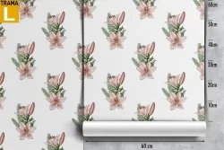 Carta da Parati natura pattern fiori rosa.