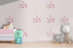 Musical notes wallpaper decoration for children.