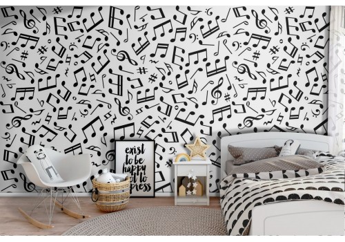 Musical notes wallpaper decoration for children.