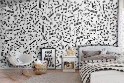 Musical notes wallpaper decoration for children.