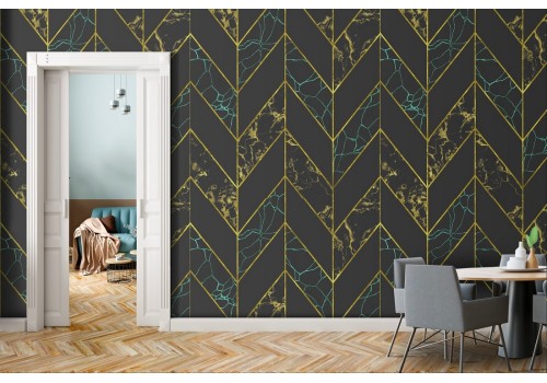 Art Deco geometric pattern wallpaper.