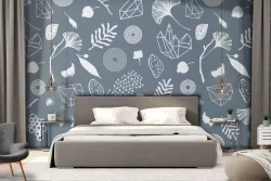 Carta da Parati pattern natura foglie stilizzate.