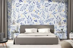 Carta da Parati pattern natura foglie stilizzate.