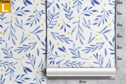 Carta da Parati pattern natura foglie stilizzate.