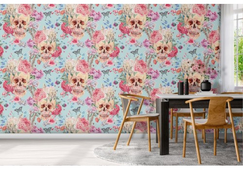 Wallpaper pattern skulls and roses.