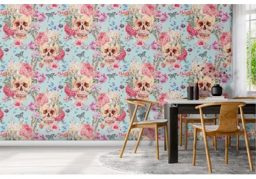 Wallpaper pattern skulls and roses.489