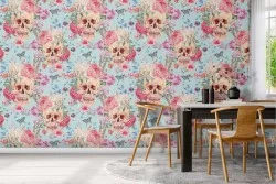 Wallpaper pattern skulls and roses.