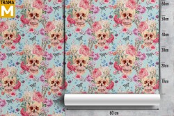 Dark Wallpaper and Modern Skull Flowers