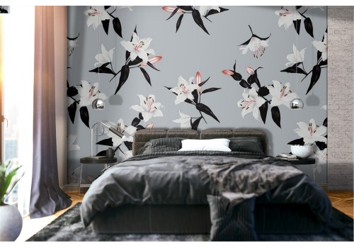 Refined white flowers nature pattern wallpaper.