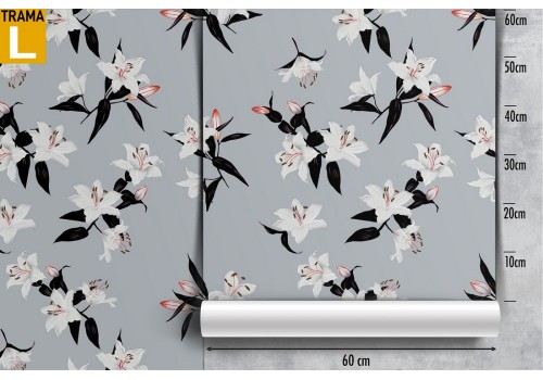 Refined white flowers nature pattern wallpaper. 2