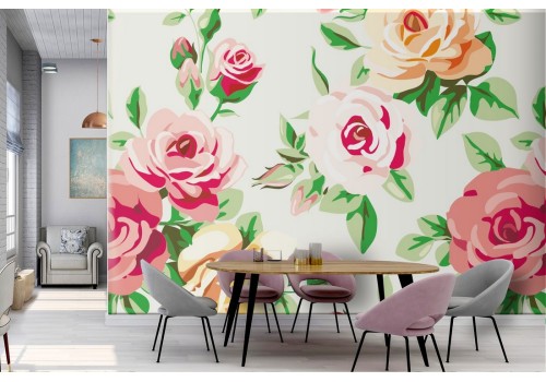 Vintage nature roses wallpaper pattern.